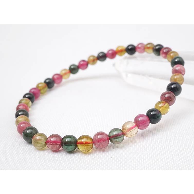 ミックスカラートルマリン ブレスレット 5mm 一点物 メール便送料無料