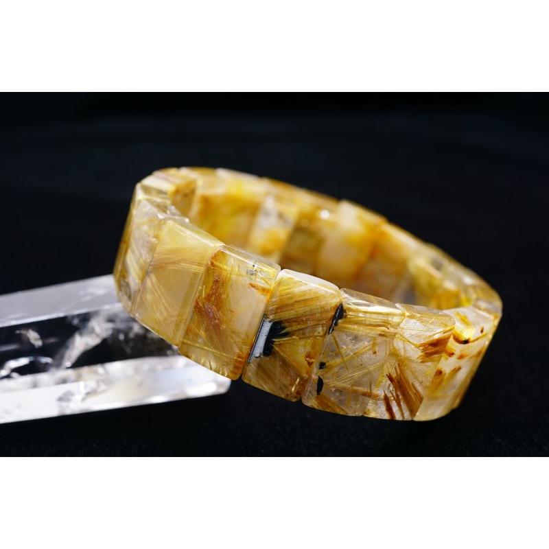 タイチンルチル クォーツ バングル 送料無料 一点物 111-145 : 天然石