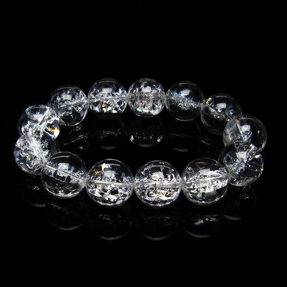 水晶 ブレスレット 虹入り ブレス アイリスクォーツ 18mm 一点物 111-17219