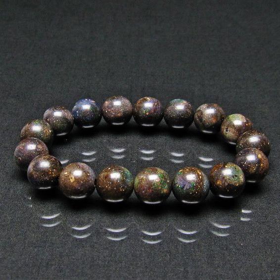 ブラックオパール ブレスレット 12mm 一点物 111-17750 : 天然石