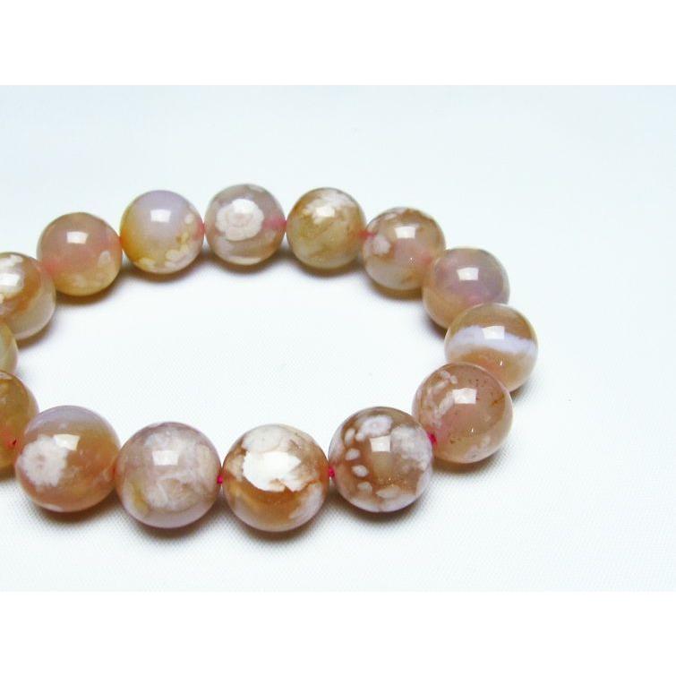 桜瑪瑙（チェリーブロッサムアゲート）ブレスレット チェリーブロッサムアゲート ブレスレット 桜瑪瑙 14mm アゲット 一点