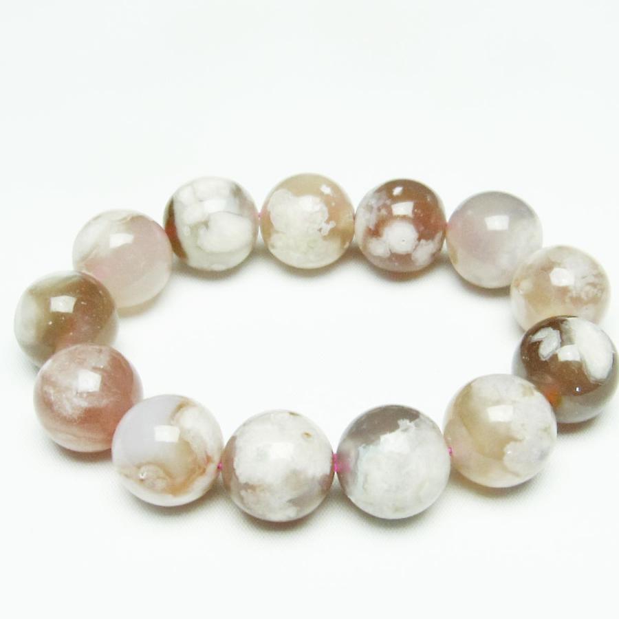 チェリーブロッサムアゲート ブレスレット 桜瑪瑙 18mm アゲット 一点