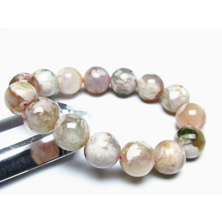 チェリーブロッサムアゲート ブレスレット 桜瑪瑙 14mm アゲット 一点