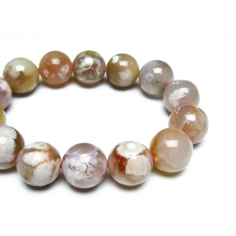 チェリーブロッサムアゲート ブレスレット 桜瑪瑙 15mm アゲット 一点