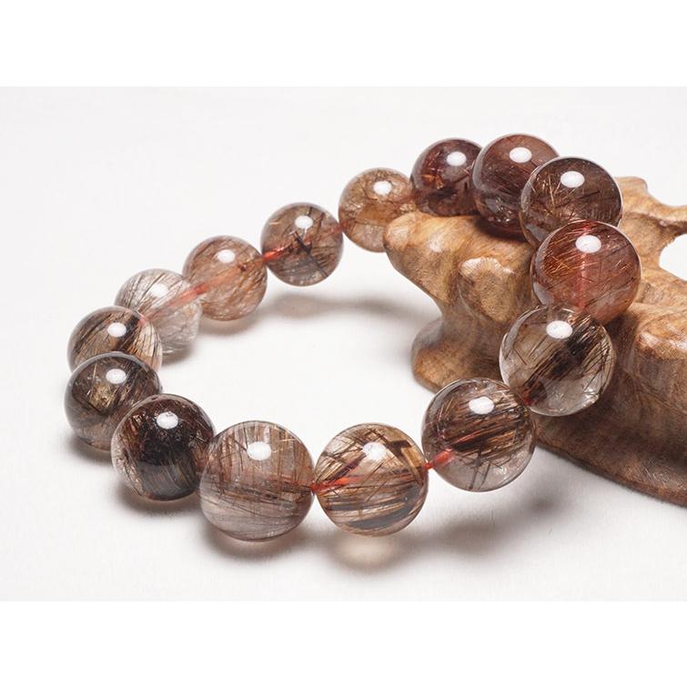 高品質 ルチルクォーツ ブレスレット13mm ルチルクォーツ ブレスレット 15mm 一点物 111-2674 : 天然石