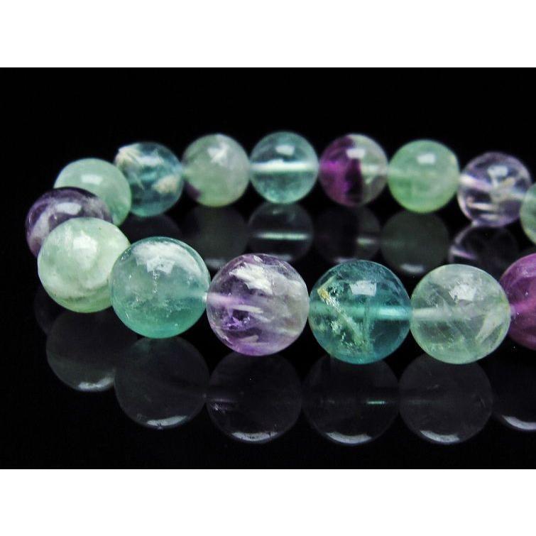 エンジェルフェザー フローライト ブレスレット 12mm 一点物 送料無料 111-28869の画像