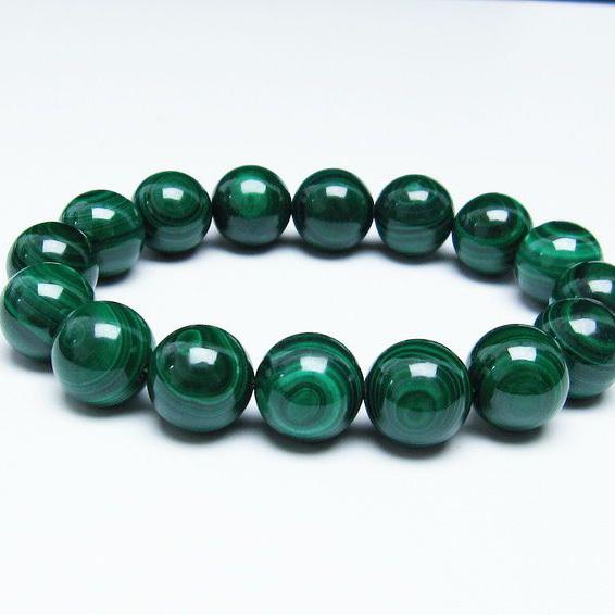 マラカイト ブレスレット 14mm 天眼 malachite 一点物 送料無料 111-29355