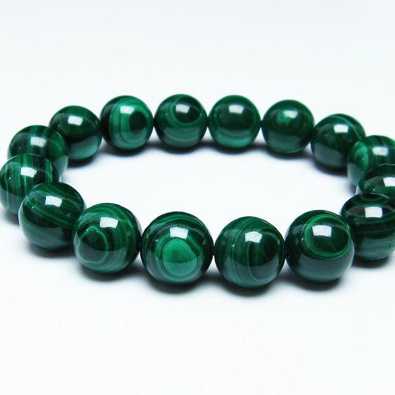 マラカイト ブレスレット 14mm 天眼 malachite 一点物 送料無料 111-29364