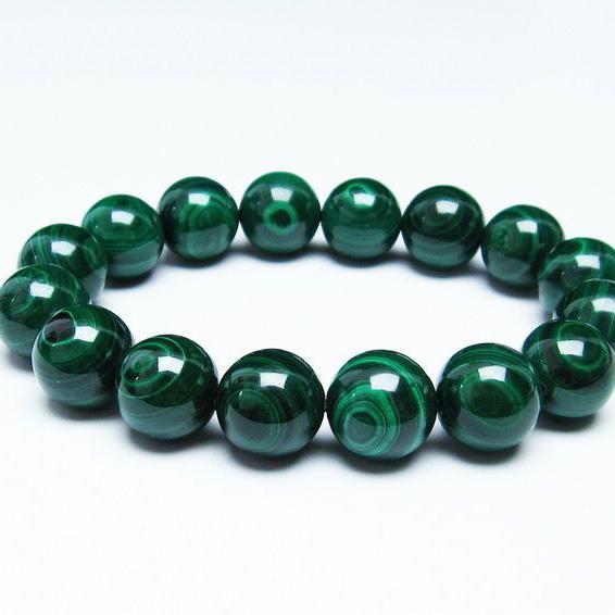 マラカイト ブレスレット 14mm 天眼 malachite 一点物 送料無料 111-29370