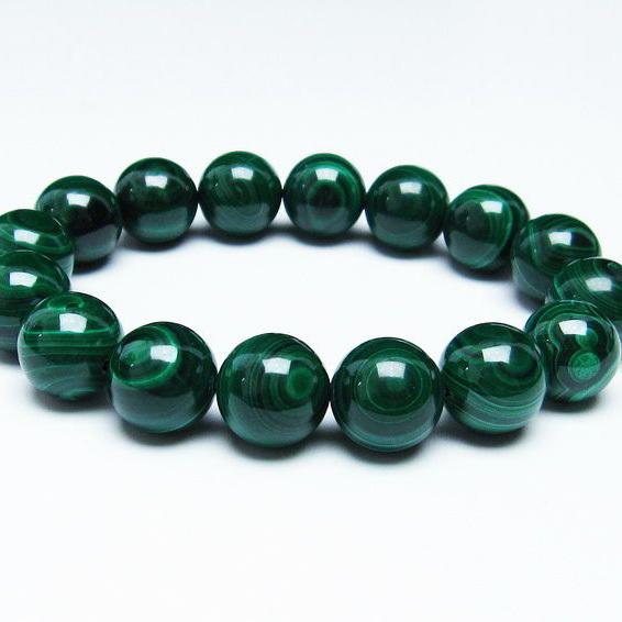 マラカイト ブレスレット 14mm 天眼 malachite 一点物 送料無料 111-29382