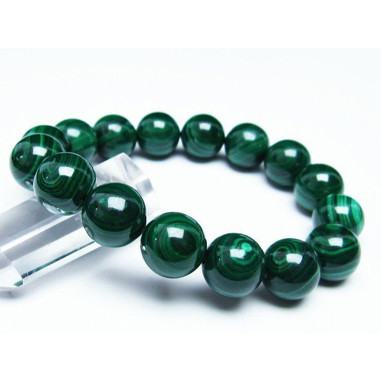 マラカイト ブレスレット 14mm 天眼 malachite 一点物 送料無料 111-29382_1