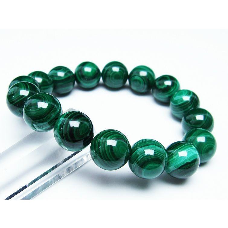 マラカイト ブレスレット 14mm 天眼 malachite 一点物 送料無料 111