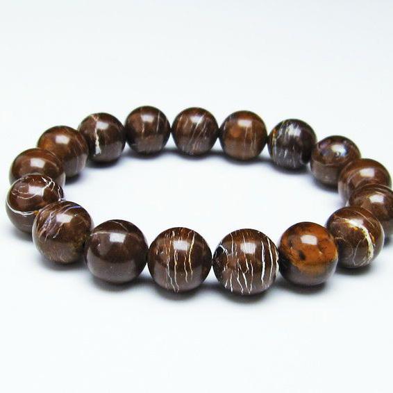 ボルダーオパール ブレスレット 12mm アイアンオパール 一点物 送料