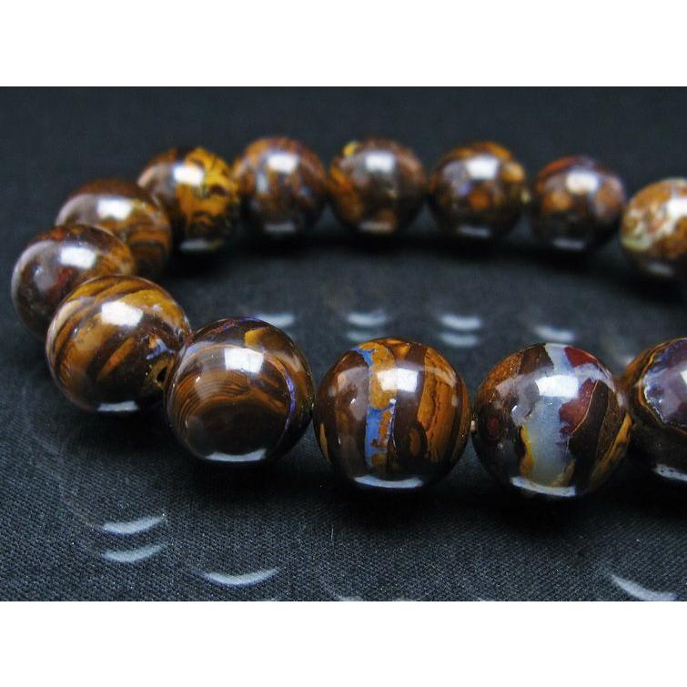 ボルダーオパール ブレスレット 14mm アイアンオパール 一点物 送料