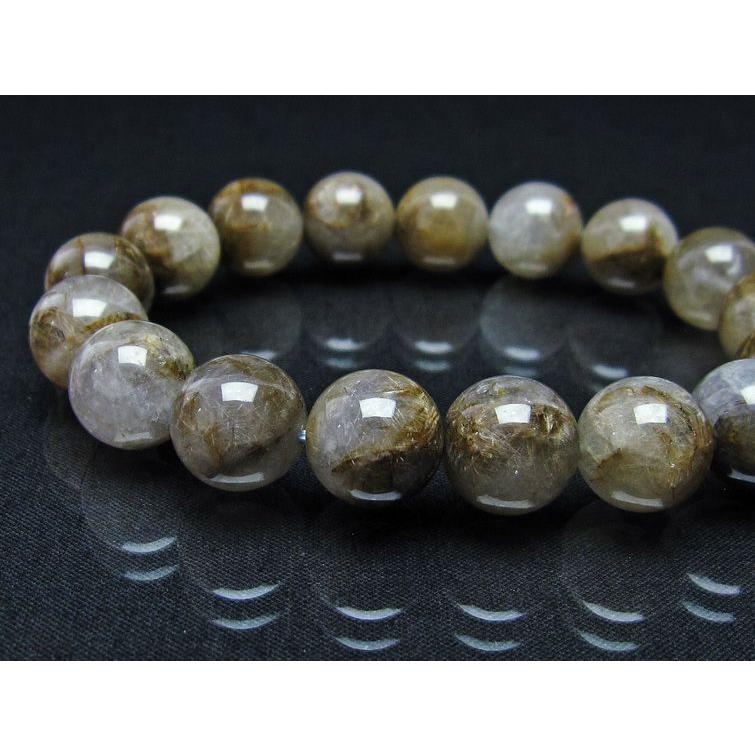 プラチナルチルクォーツ ブレスレット 12mm 一点物 送料無料 111-29770