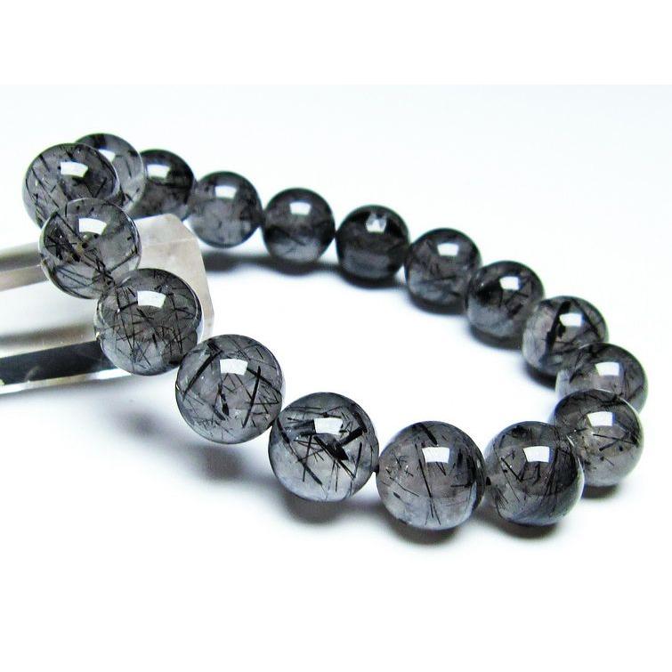 ②13mm　ブラックルチルクォーツ　ブレスレット ブラックルチルクォーツ ブレスレット 13mm トルマリンインクォーツ