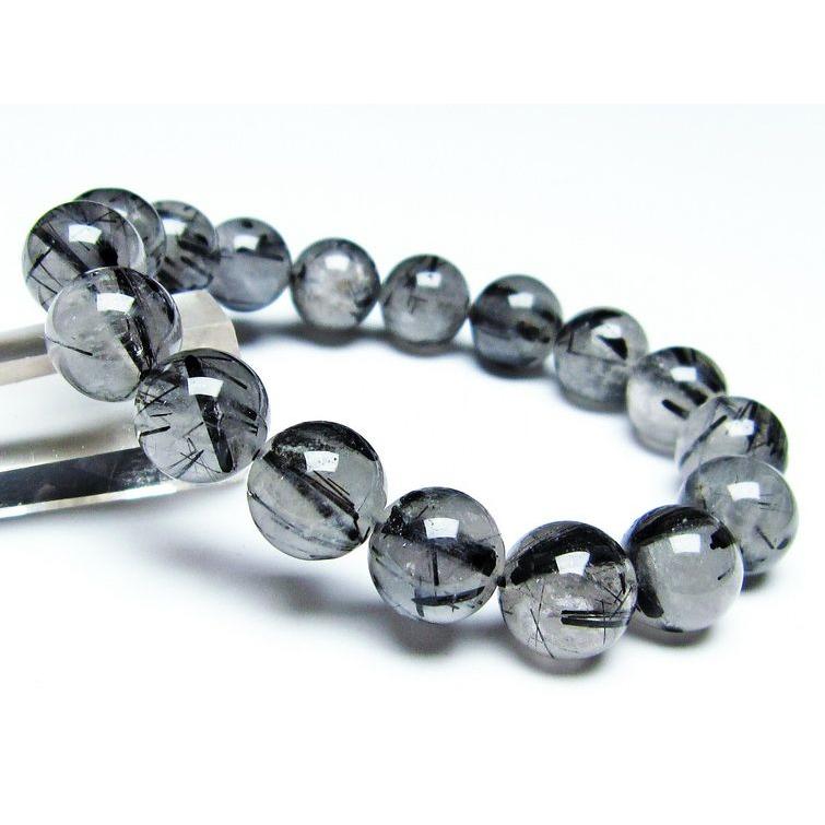 ブラックルチルクォーツ ブレスレット 13mm トルマリンインクォーツ 