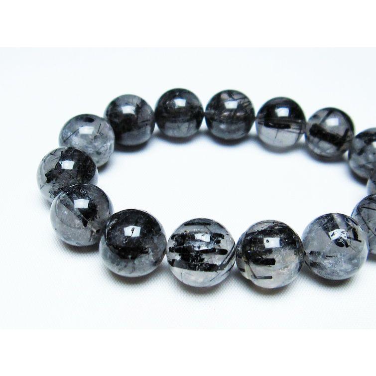 ブラックルチルクォーツ ブレスレット 14mm ブラックトルマリン ブレス