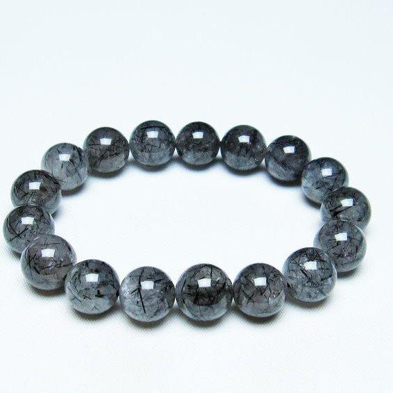 ブラックルチルクォーツ ブレスレット 13mm ブラックトルマリン イン 