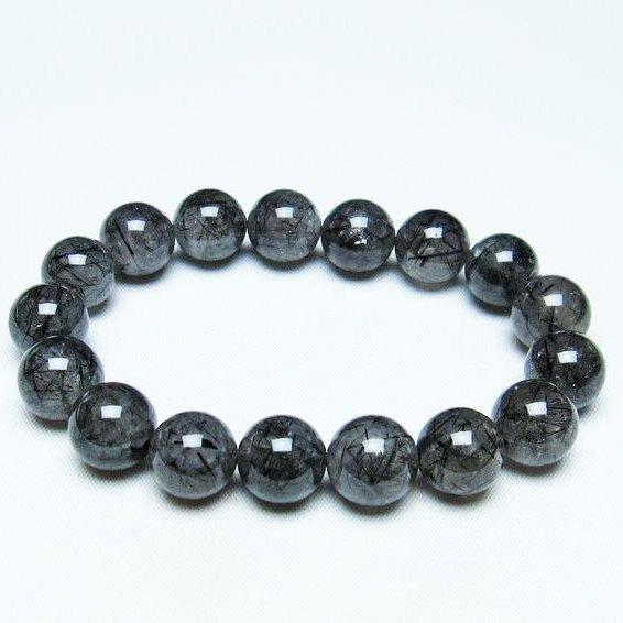 ブラックルチルクォーツ ブレスレット 13mm ブラックトルマリン イン