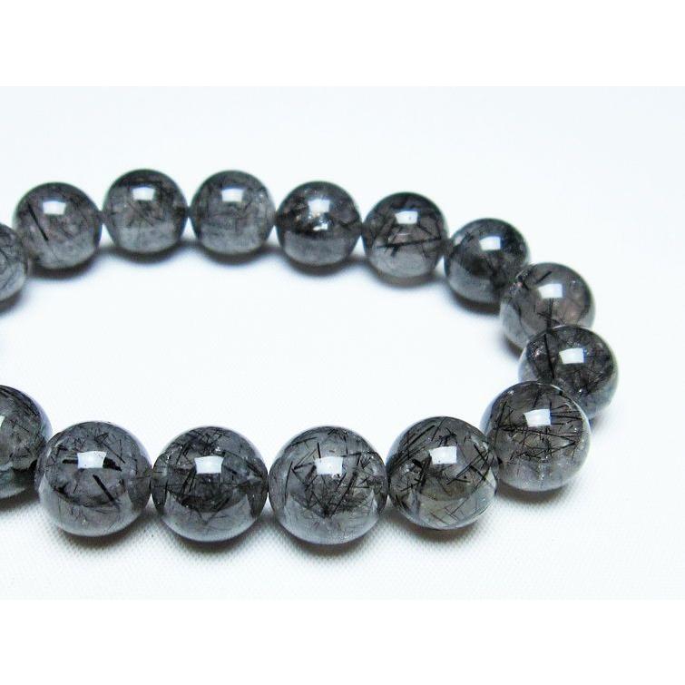 ②13mm　ブラックルチルクォーツ　ブレスレット ブラックルチルクォーツ ブレスレット 13mm ブラックトルマリン イン