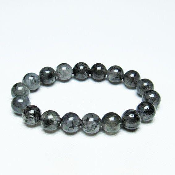 ブラックルチルクォーツ ブレスレット 11mm ブラックトルマリン イン 