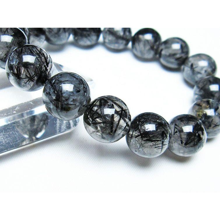 ブラックルチルクォーツ ブレスレット 13mm ブラックトルマリン イン 