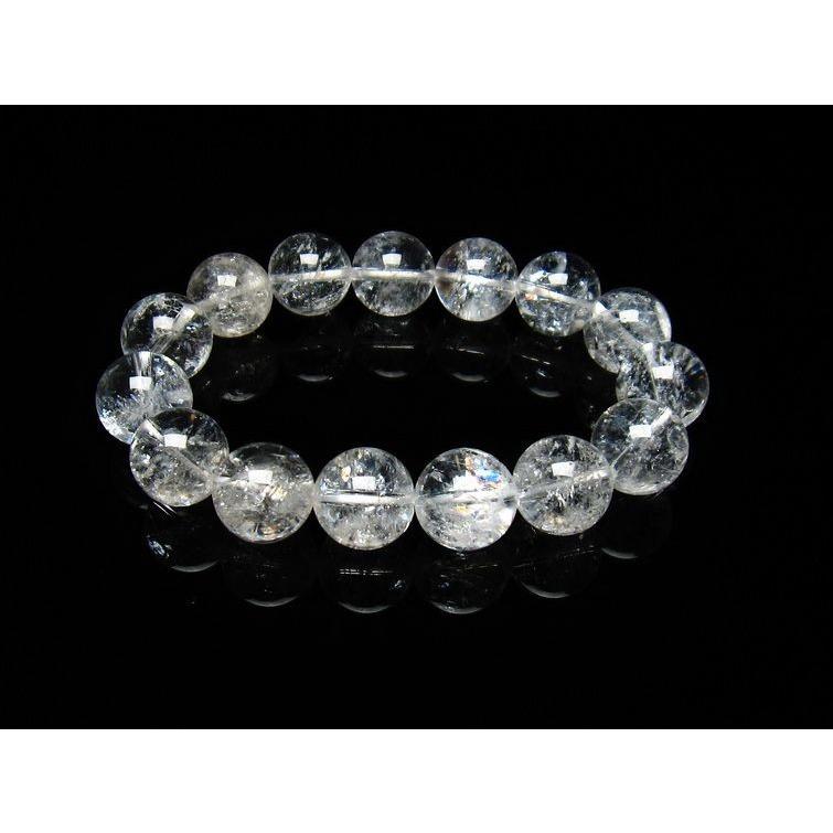 一点物 天然石ブレスレット アイリスクォーツ使用｜PONO アイリスクォーツ 水晶 ブレスレット 虹入り 15mm 一点物 メール便送料