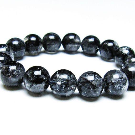 エレスチャルクォーツ ブレスレット 13mm ブラックエレスチャル 一点物 