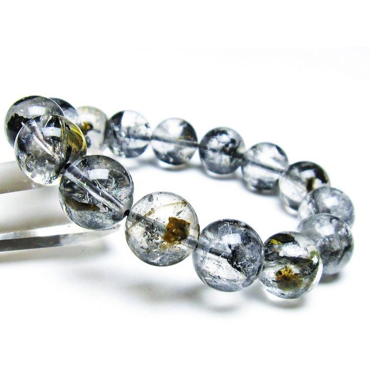 mari53 ♦︎14kgf大粒エレスチャルクォーツブレスレット エレスチャルクォーツ ブレスレット 14mm ブラックエレスチャル 一点物