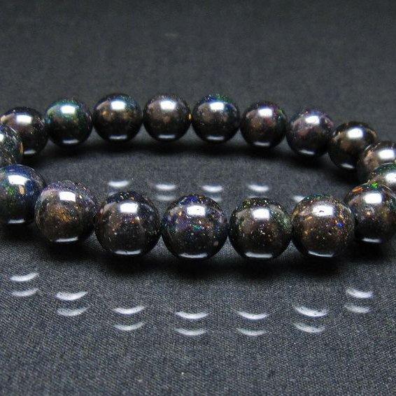 ブラックオパール ブレスレット 11mm 一点物 [送料無料] 111-37936