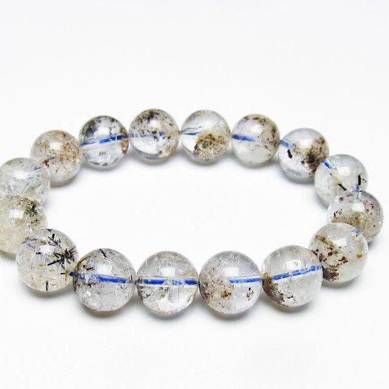 ✦ライモナイトinクォーツ　ファントムガーデンクォーツハイパワーストーンブレス✦ ガーデンファントムクォーツ ブレスレット トルマリン入り 14mm 一点物