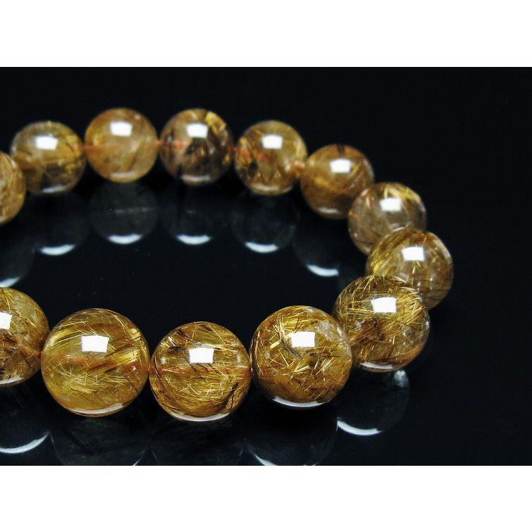 天然石ブレスレット タイチンルチルクォーツ ブレスレット 14mm 一点物 [送料無料] 111