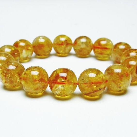 シトリンクォーツ ブレスレット 虹入り 14mm シトリン ブレス 一点物