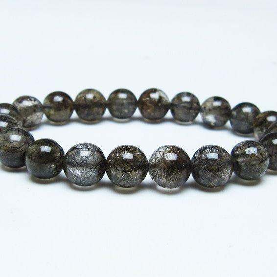 ブラックルチルクォーツ ブレスレット 10mm ブラックトルマリン トル