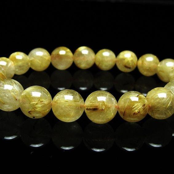 ルチルクォーツ9mmブレスレット 内径16 ルチルクォーツ ブレスレット 9mm タイチンルチルクォーツ