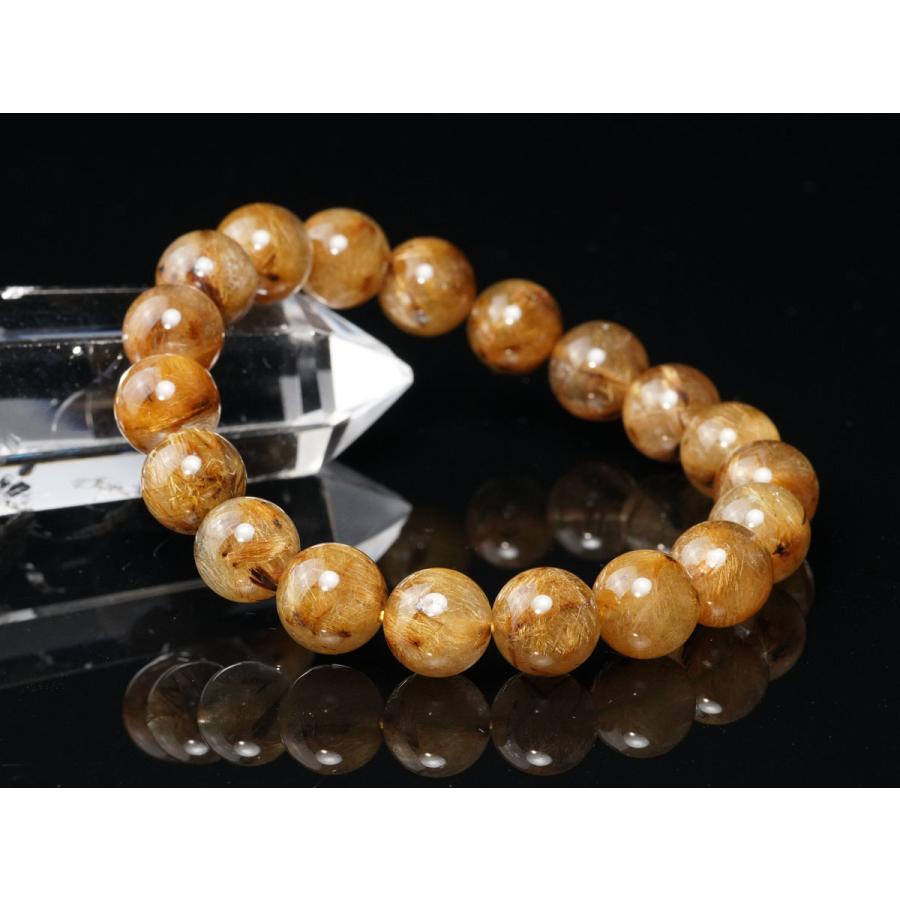 ルチルクォーツ ブレスレット 10mm タイチンルチル ブラウンゴールド