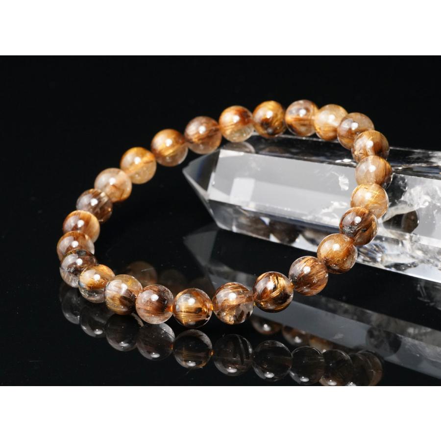 ルチルクォーツ ブレスレット 8mm タイチンルチル ブラウンゴールド 