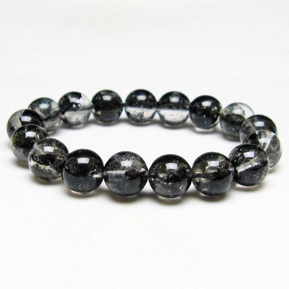 ブラックエレスチャルクォーツ ブレスレット 12mm 一点物 送料無料 111
