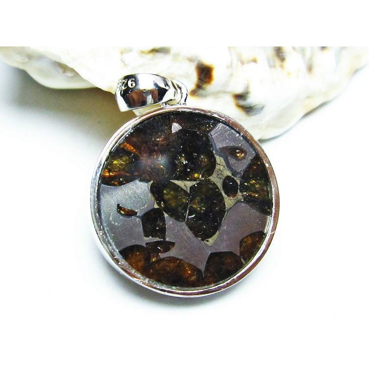 パラサイト隕石 ペンダント パワーストーン ペンダントトップ Pallasite Meteorite メンズ レディース アクセサリー 一点物 送料無料 112-9169_1