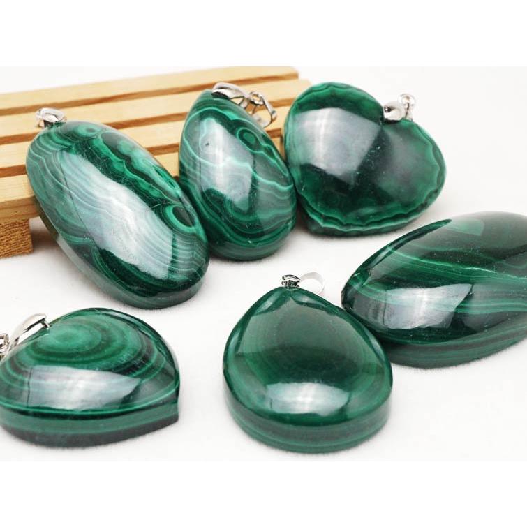 マラカイト ペンダント ハート オーバル ドロップ malachite pendant