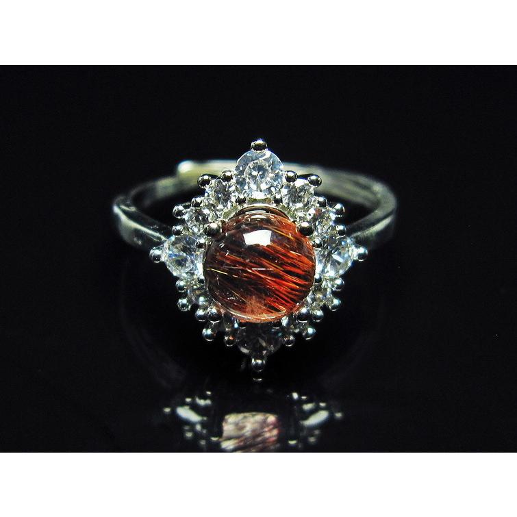 キャッツアイルチルクォーツ 指輪 リング 19号 フリーサイズ 調整可能