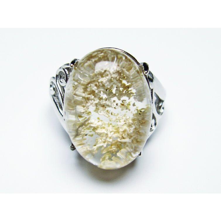 y様 ホワイトガーデンクォーツ リング 17号-