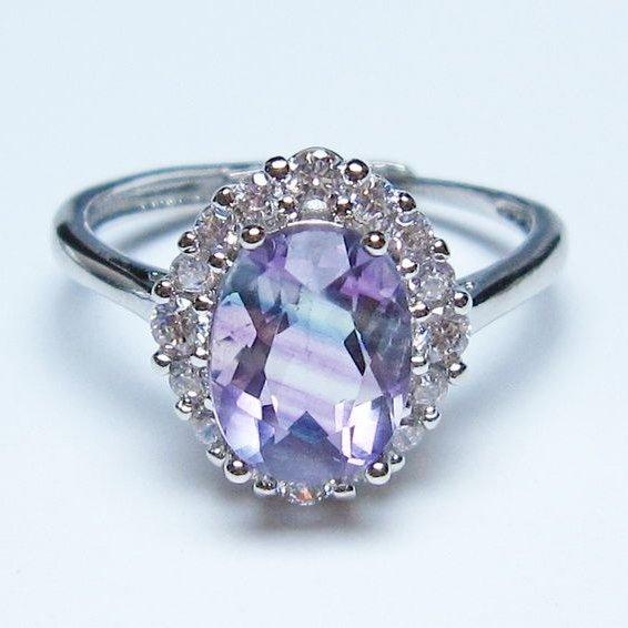 フローライト　（ホタル石) ハンドメイド　シルバーリング フローライト リング 蛍石 指輪 フリーサイズ 15号 メール便送料無料