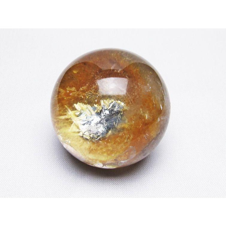 42mm 虹入りゴールドルチルクォーツ丸玉スフィア金針水晶