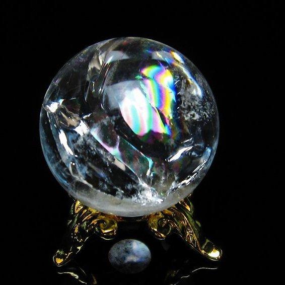 アイリスクォーツ 水晶 丸玉 虹入り 24mm 水晶玉 スフィア 原石 置物 