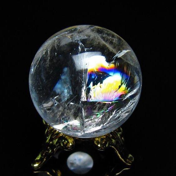 アイリスクォーツ 水晶 丸玉 虹入り 24mm 水晶玉 スフィア 球 置物