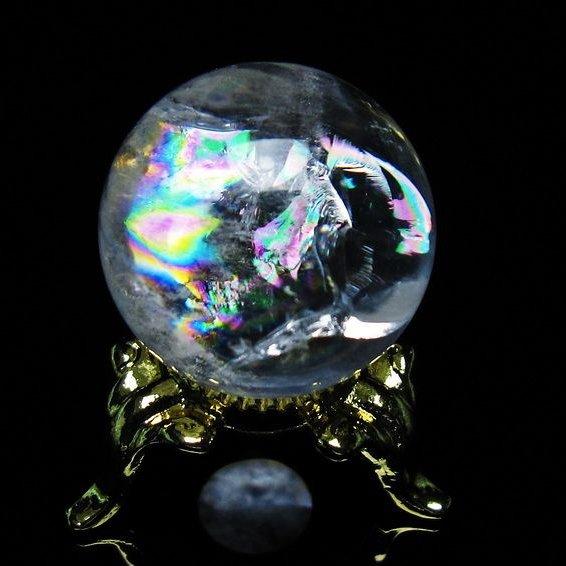 アイリスクォーツ 水晶 丸玉 虹入り 24mm 水晶玉 置物 スフィア 141