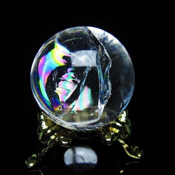 アイリスクォーツ 水晶 丸玉 虹入り 25mm スフィア 置物 水晶玉 一点物