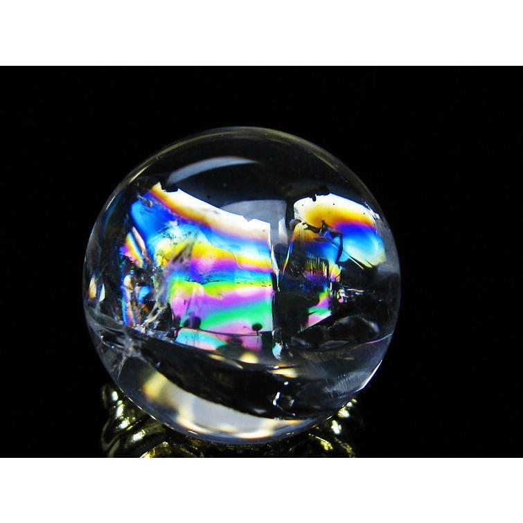 アイリスクォーツ 水晶 丸玉 虹入り 25mm スフィア 置物 水晶玉 一点物